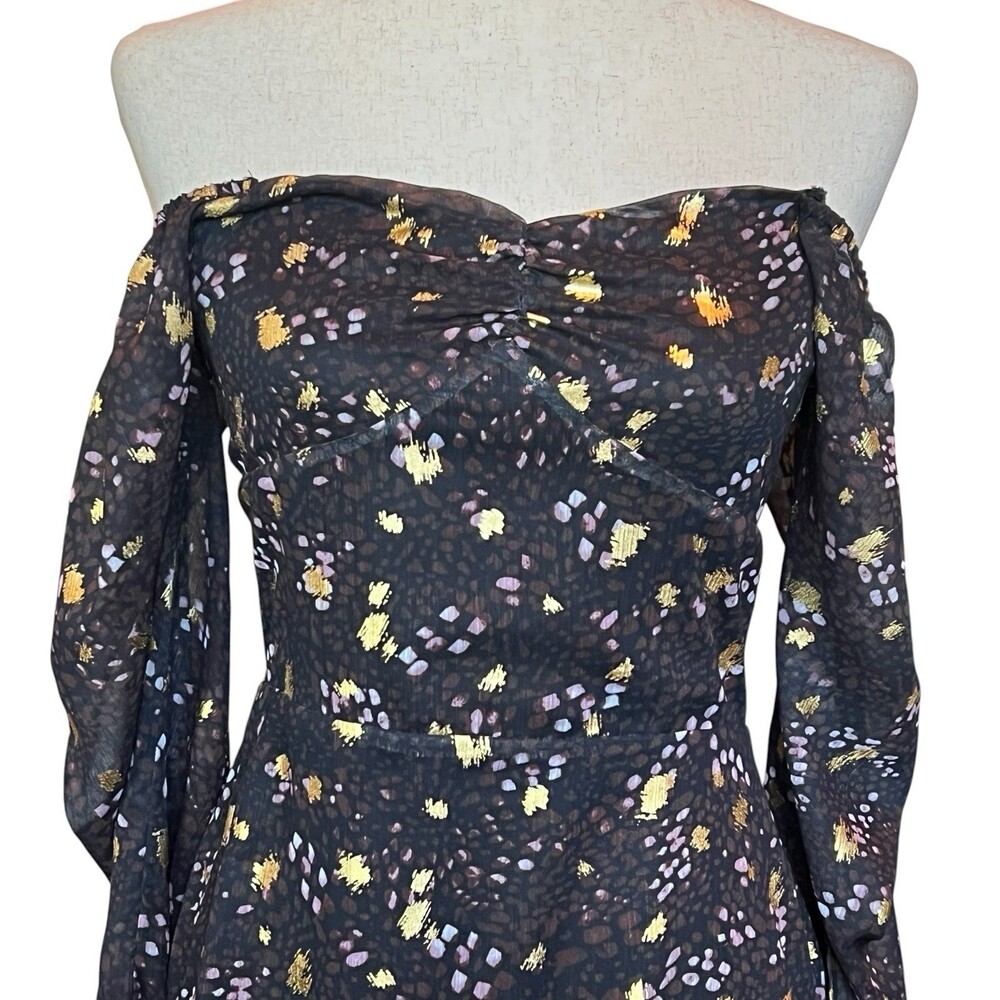 Sage The Label Floral Mini Dress Size S Sweetheart Neck Smocked Back Sheer - Picture 4 of 12